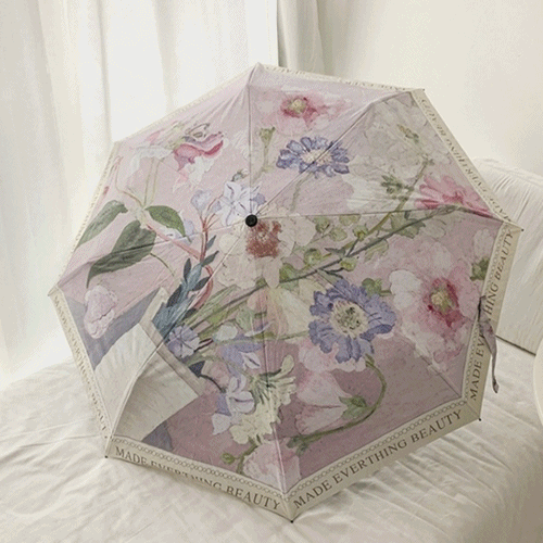 [무배/양산가능] UV 차단 핑크 로즈 일러스트 양 우산